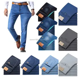 2024 vintage high-quality classic men's jeans original casual skinny stretch jeans wholesale