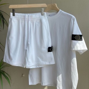 Nouvelle Tendance 2026 Ensemble Deux Pièces Décontracté 100% Coton Oversize Basique Stone Classic Island à Manches Courtes Pour Hommes - Product Image 1