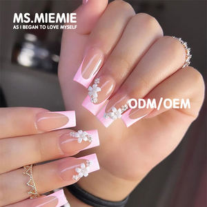 Ms.Miemie - 24 <span class=keywords><strong>Uñas</strong></span> <span class=keywords><strong>Postizas</strong></span> <span class=keywords><strong>de</strong></span> Ataúd Largas con Degradado Francés Rosa, Reutilizables, Diseño Falso para Dedos <span class=keywords><strong>de</strong></span> <span class=keywords><strong>Niñas</strong></span>, Venta al por Mayor - Product Image 1