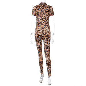 Nouvelle <span class=keywords><strong>combinaison</strong></span> sexy dos nu pour <span class=keywords><strong>femme</strong></span>, style Y2K streetwear, imprimé léopard, manches courtes, <span class=keywords><strong>combinaison</strong></span> de fitness ajourée, décontractée, pour l'été - Product Image 5