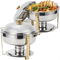 Ensemble de réchauds de luxe RRR avec couvercle en acier inoxydable, alimenté au gaz, pour buffets, traiteurs, hôtels et restaurants