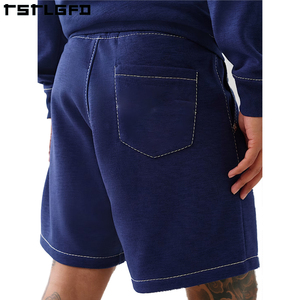 Short de survêtement en coton épais pour hommes 250G durable 100% Bermuda personnalisé respirant taille élastique décontracté point de contraste - Product Image 4