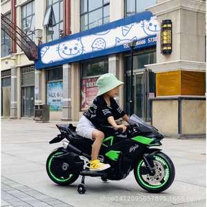 Electric Motorcycle For Children Ride On Toy Car Rechargeable 3-8 Years Old Blue Ninja Style With Training Wheels - Product Image 2