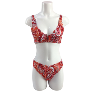 Classique Paisley Imprimé Maillot De Bain pour Femmes V Fil de Coupe Buste Complet Haute jambe Sexy <span class=keywords><strong>Bikini</strong></span> Maillots De Bain - Product Image 1