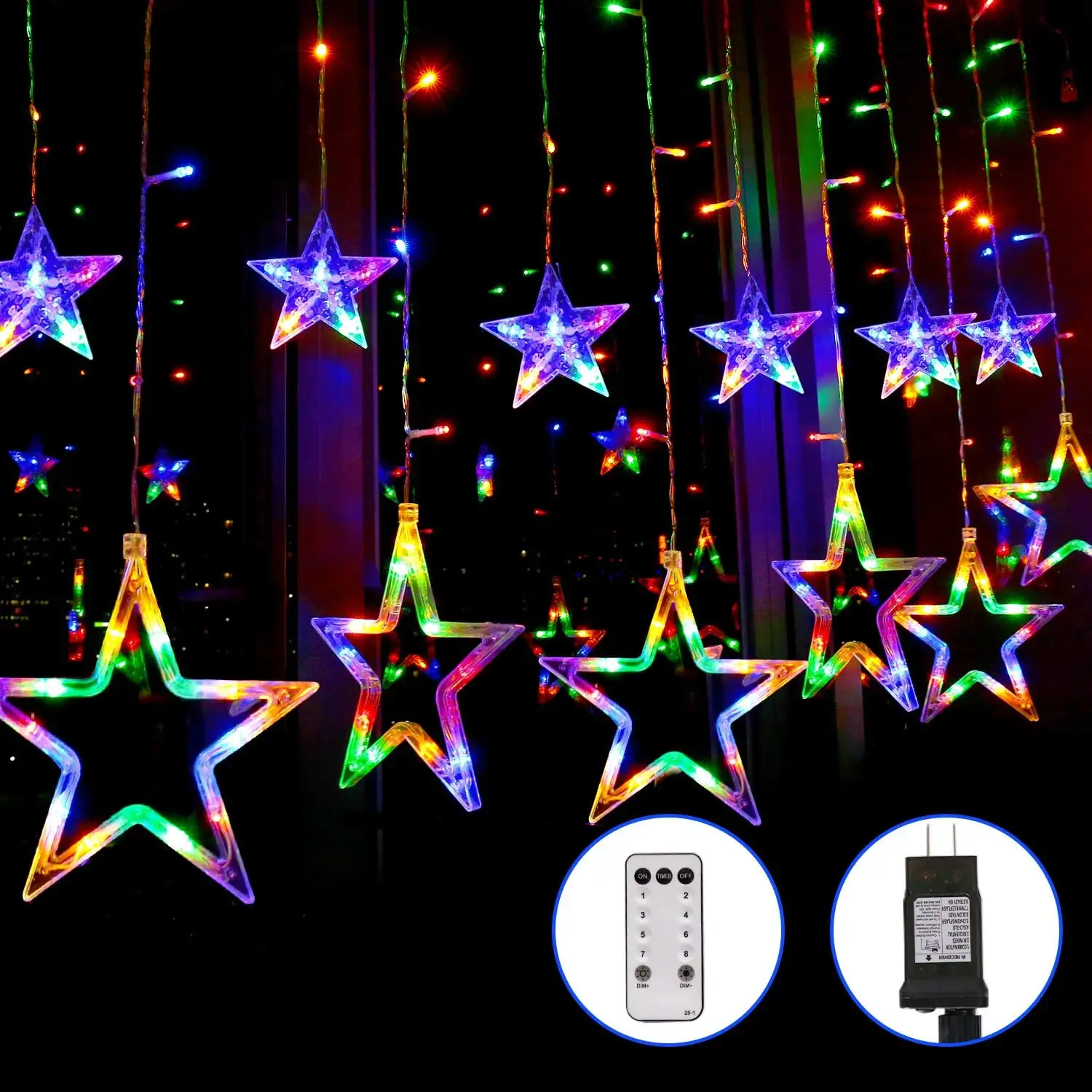 Star Curtain Lights Mehrfarbige neue Weihnachts beleuchtung für Indoor Outdoor Room Geburtstag Hochzeits feier Dekor