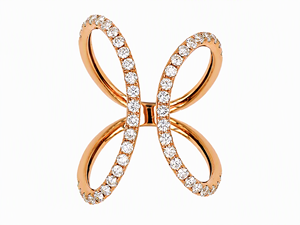 18K Gold Natural Diamond Pave Crossed Double Loop Open Ring Modern Romantic Luxury Jewelry For Women Fine Jewelry Daily Wear - Product Image 1