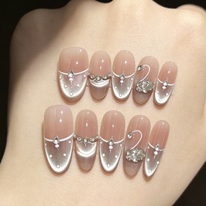 Vente en gros de faux ongles de luxe faits à la main en gel 3D à presser, personnalisés, de haute qualité, épais, en acrylique, avec strass, et boîte de rangement <span class=keywords><strong>pour</strong></span> faux ongles - Product Image 2