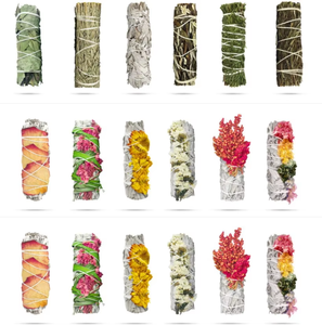 Bastoncini di Incenso Artigianali alla Salvia Bianca Legno Sacro Muschio e Petali di Rosa con Portaincenso - Product Image 2