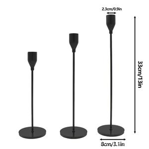 MC01 Hot Sale Set of 3 Pcs <strong>Metal</strong> Black Silver Gold Rose Gold Taper <strong>Candle</strong> <strong>Holders</strong> Candlestick For Table Party Home Decoration