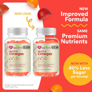 Großhandel OEM Private Label Aromatisierte Vegane Kinder-Multivitamine & Omega-3 DHA EPA Gehirngesundheit Gummis Nahrungsergänzungsmittel für Kinder - Product Image 4