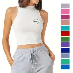 Logo Crop Top Mujer Sexy Sin mangas Delgado Cuello alto Racerback Tank Tops Spandex Equipado Cropped Tights Crop Tank Top - Product Image 1