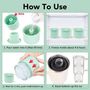 <span class=keywords><strong>Pour</strong></span> plateau de congélateur à Double couche Stanley Silicone inoxydable isolé avec des outils de crème glacée de moule de glace transparente - Product Image 5