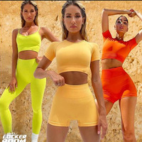 Shanzai Crop débardeur Shorts Yoga Gym Fitness ensembles Scrunch Compression entraînement sans couture femmes grande taille costume BT motif d'impression