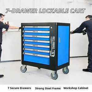 Gabinete de Acero con 7 Cajones Personalizable y con Cerradura, OEM/OBM, para Taller de Reparación de Automóviles, Almacenamiento en Garaje, Modelo Golden Line GL3307-E - Product Image 2
