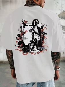 <span class=keywords><strong>T</strong></span>-<span class=keywords><strong>shirt</strong></span> da <span class=keywords><strong>uomo</strong></span> con logo personalizzato, maglietta oversize <span class=keywords><strong>nera</strong></span> con stampa grafica di un simbolo del dollaro e banconote per l'uso quotidiano casual. - Product Image 6