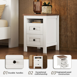 Modern 2-Drawer Wooden Nightstand with Sleek Lines and Eco-Friendly Design Storage Cabinet for Bedroom - Product Image 4