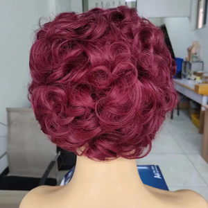 Amara Giao Hàng Nhanh Perruque Pixie Xoăn Bán Buôn Pixie Đỏ Rẻ Hơn Pixie Ngắn Xoăn <span class=keywords><strong>Bob</strong></span> 99j Màu Trong Hàng Thanh Đảo - Product Image 5