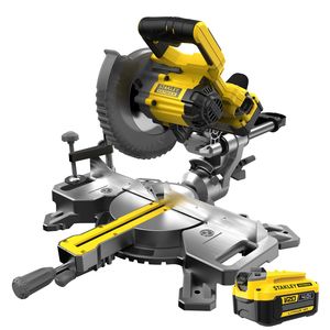 Sierra Ingletadora Inalámbrica Stanley Fatmax de 255 mm, Sin Escobillas, 650 W, 5300 RPM, Alimentada por Batería V20 de Iones de Litio de 4.0 Ah, Profundidad Máxima de Corte de 130 mm - Product Image 1