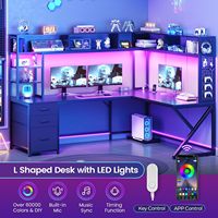 Bureau de Gaming en Gros pour Usine avec Étagère Moniteur Pleine Largeur, Cadre Métallique, Gestion des Câbles, Crochet pour Casque, Table d'Ordinateur pour Bureau à Domicile