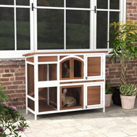 Grande cage à lapins moderne à 2 niveaux en bois de sapin, pour intérieur et extérieur, avec plateau amovible, portes verrouillables, toit imperméable, pour petits animaux