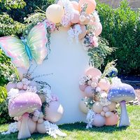 Ballons en aluminium en gros, 7 modèles : Champignons, Papillon, Lapin, Fée, Plantes forestières, pour décoration d'anniversaire et fournitures de fête sur le thème des contes de fées