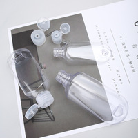 Bouteille souple portable en plastique de 30 ml et 50 ml avec mousqueton et bouchon à clapet pour savon liquide et désinfectant pour les mains, avec porte-clés