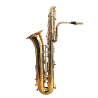 Eastern Music Professional Bb Bass Saxophone Gold Lacquer Full Ribbed Construction Woodwind Instrument