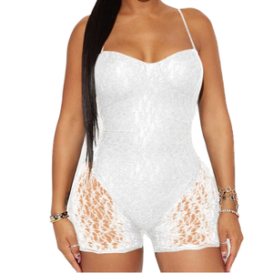 Nuevo Mono de Verano para Mujer, Transpirable, Ecológico, sin Espalda, con Encaje, Estilo Halter, sin Mangas, Ajustado, por Encima de la Rodilla, Estilo Vintage - Product Image 1