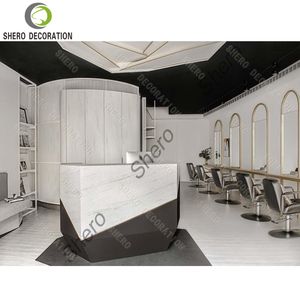 Diseño minimalista para barbería, estación de espejo personalizada y duradera para peluquería, gabinetes de exhibición para salón, muebles de barbería en venta - Product Image 4