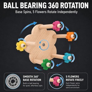 Jouet d'escalade moderne et automatique pour écureuil et petaugeur, en forme de grande roue à fleurs rotative, <span class=keywords><strong>avec</strong></span> perchoir en bois massif étanche à roulement à billes - Product Image 2