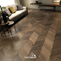 Parquet en bois de teck de luxe, motif feuille de lotus, mosaïque artistique en bois pour la décoration intérieure de villa