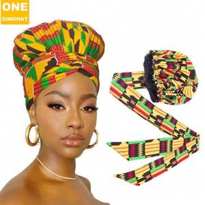 Popular Gorro Africano de Satén Redondo con Doble Capa y Estampado, Pañuelo para la Cabeza para Mujer, Gorro Tipo Pañuelo YHK0080 - Product Image 1