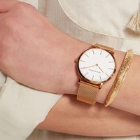 Nouvelle montre pour femme à mouvement quartz japonais étanche 30m, style minimaliste nordique de luxe en acier inoxydable