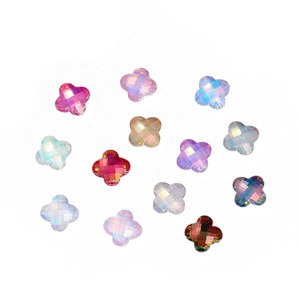 Strass en verre cristal 3D en forme de fleur à quatre pétales, 8x8mm, dos plat, irisé, pour nail art et accessoires de bijouterie DIY - Product Image 5