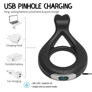 Anillo de pene de alargamiento vibrador Sexual de goma de silicona recargable USB para hombres <span class=keywords><strong>sexo</strong></span> - Product Image 5