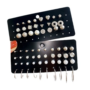 Nouvelles boucles d'oreilles transfrontalières pour le commerce extérieur, ensemble de 20 paires de boucles d'oreilles en imitation perle et zircon - Product Image 5