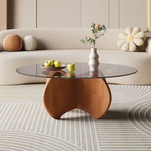 NKAHS Tempered Glass Coffee <b>Table</b> Set Modern Minimalist Light Luxury <b>Round</b> <b>Table</b> <b>Small</b> Space Home Dual-Size Combina - Product Image 4