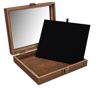 Petite vitrine à bijoux en bois avec dessus en verre et coussin de présentation en velours noir luxueux amovible, conçue pour les objets de collection