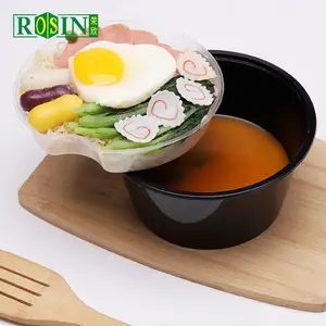 Custom 50 Oz Disposable 2 Layer Round PP Disposable Plastic Soup Ramen Bowl Insert Tray Plastic Container