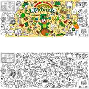2026 Saint Patrick's Day Paper Poster Coloring Tablecloth DIY Disposable <b>Table</b> <b>Cover</b> for Kids Playing - Product Image 3