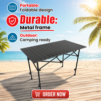 Ensemble de table et de chaises pliantes en métal pour l'extérieur, réglables en hauteur, pour le camping et les pique-niques, avec sac de transport