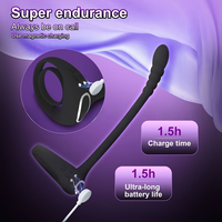 Anneau vibrant en silicone écologique pour homme, télécommande sans fil via APP, pour usage anal, avec perles et fonction de blocage du sperme