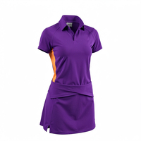 Conjunto de Tenis Fanshi de Manga Corta, Diseño Personalizado en Tela de Contraste Púrpura y Naranja para Mujeres Tenistas, Deportes al Aire Libre