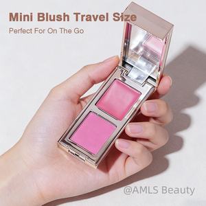 Ready to Ship Mini Travel Size Mineral Blush <b>Palette</b> 2 Colors Cream-to-Powder Long Lasting Waterproof Mirror Custom Packaging - Product Image 2