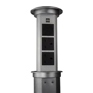 Smart Home Furniture UK Plug Pop Up Power Outlet Kitchen Pop Up Desktop Socket Wireless Charger Motorized Socket