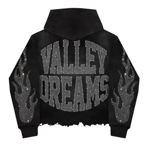 Sweat à Capuche Hiver Surdimensionné 360 GSM, 80% Coton 20% Polyester, Long, avec Impression Numérique et Strass - Product Image 3