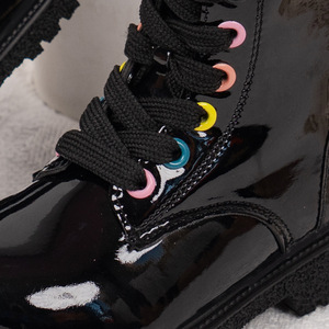 Botas de combate con cordones para niños, botines de invierno con cremallera lateral para niños y niñas - Product Image 4