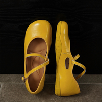 Chaussures décontractées en cuir pour femmes à talon bas, confortables, à boucle double horizontale, couleur unie, bout rond, idéales pour le quotidien et le shopping