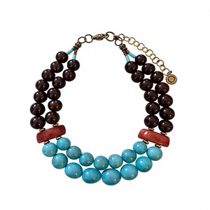 Collier vintage pour femme, plaqué or, chaîne multicouche, perles naturelles roses, bijoux fantaisie pour fêtes, mariages, cadeaux pour femme - Product Image 3