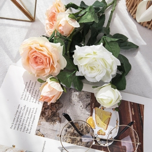 Centre de table floral réaliste en soie artificielle Jenny <span class=keywords><strong>Rose</strong></span> à double tête, idéal pour mariage, fête des Mères, Nouvel An, Halloween - Product Image 4
